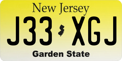 NJ license plate J33XGJ