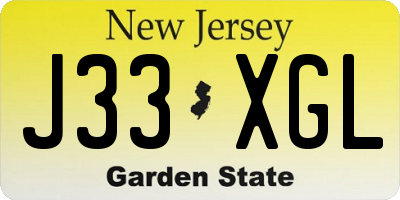 NJ license plate J33XGL