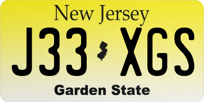 NJ license plate J33XGS