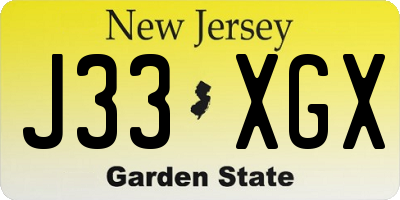 NJ license plate J33XGX