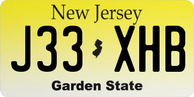 NJ license plate J33XHB