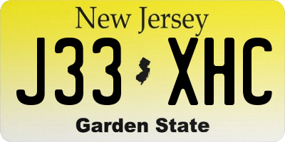 NJ license plate J33XHC