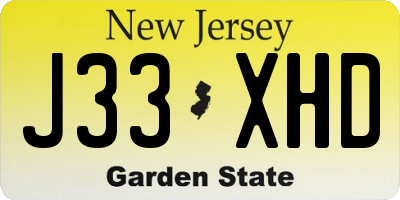 NJ license plate J33XHD