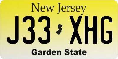 NJ license plate J33XHG