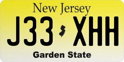 NJ license plate J33XHH