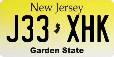 NJ license plate J33XHK