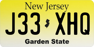 NJ license plate J33XHQ