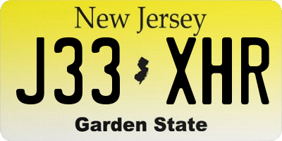 NJ license plate J33XHR