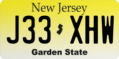 NJ license plate J33XHW