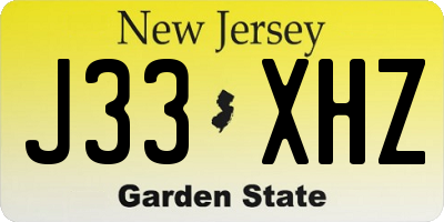 NJ license plate J33XHZ
