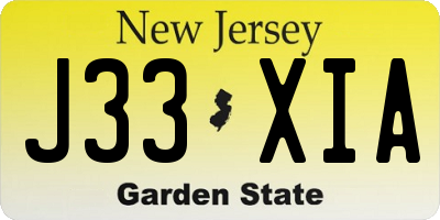 NJ license plate J33XIA