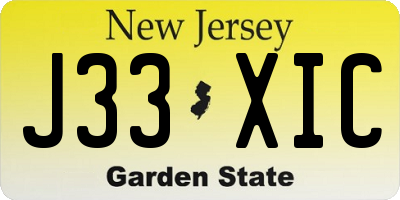 NJ license plate J33XIC