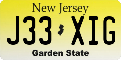 NJ license plate J33XIG