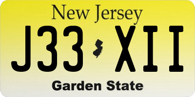 NJ license plate J33XII