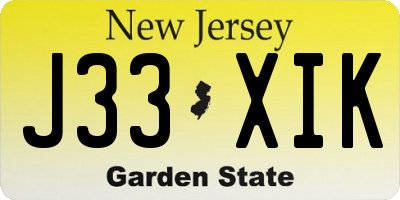 NJ license plate J33XIK
