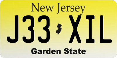 NJ license plate J33XIL