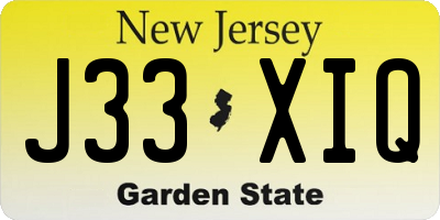 NJ license plate J33XIQ