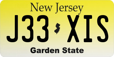 NJ license plate J33XIS