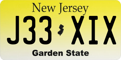 NJ license plate J33XIX