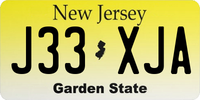 NJ license plate J33XJA