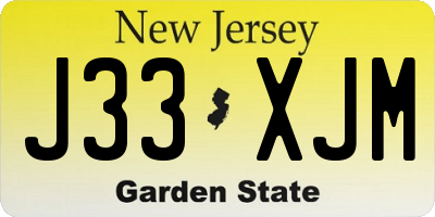 NJ license plate J33XJM