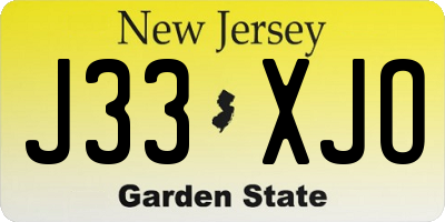 NJ license plate J33XJO