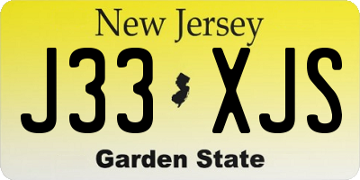 NJ license plate J33XJS