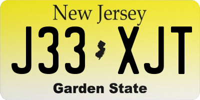 NJ license plate J33XJT