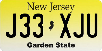 NJ license plate J33XJU