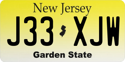 NJ license plate J33XJW