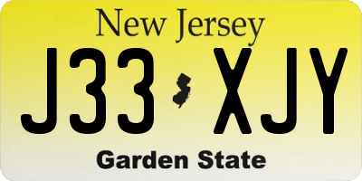 NJ license plate J33XJY