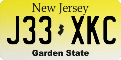 NJ license plate J33XKC