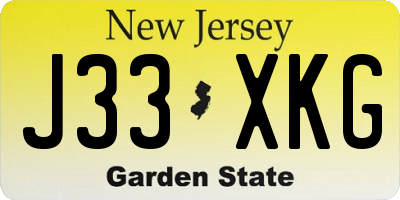 NJ license plate J33XKG