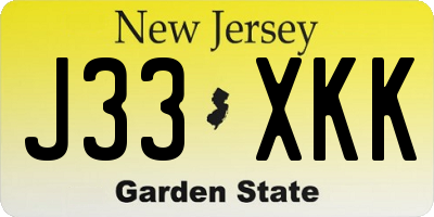NJ license plate J33XKK