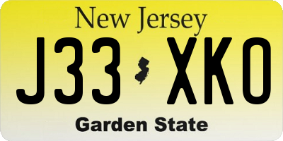 NJ license plate J33XKO