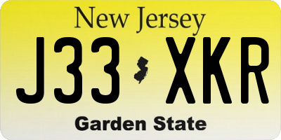 NJ license plate J33XKR