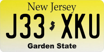 NJ license plate J33XKU