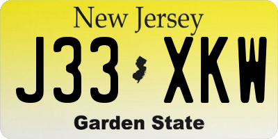 NJ license plate J33XKW