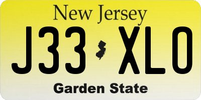 NJ license plate J33XLO