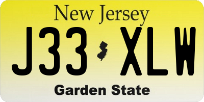 NJ license plate J33XLW