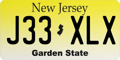 NJ license plate J33XLX
