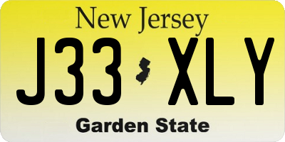 NJ license plate J33XLY