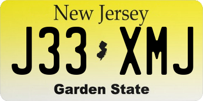 NJ license plate J33XMJ