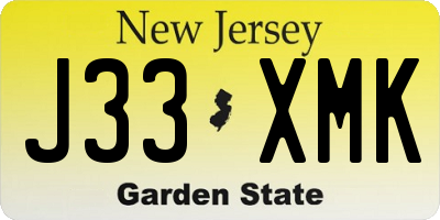 NJ license plate J33XMK