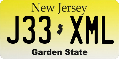 NJ license plate J33XML