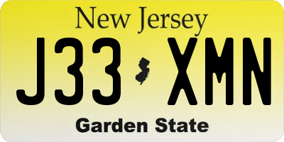 NJ license plate J33XMN