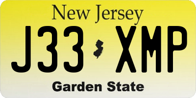 NJ license plate J33XMP