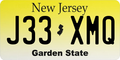 NJ license plate J33XMQ