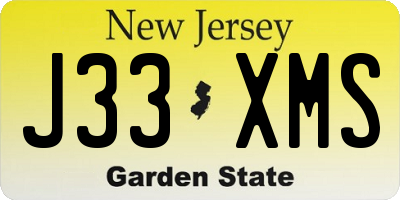 NJ license plate J33XMS