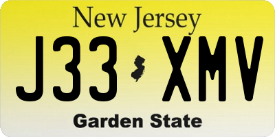 NJ license plate J33XMV